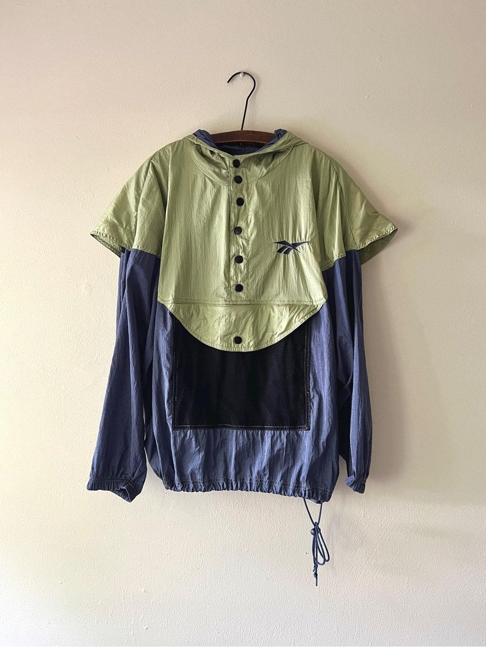 Vintage Reebok Hooded Anorak in Light Green, Slate & Black